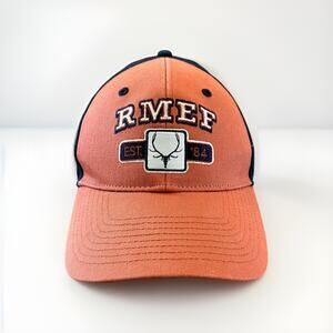 RMEF Mens Red Hunting Adjustable Outdoors 100% Cotton Strapback Hat Baseball Cap